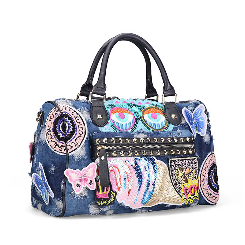 IPinee-Sac à main en denim pour femme