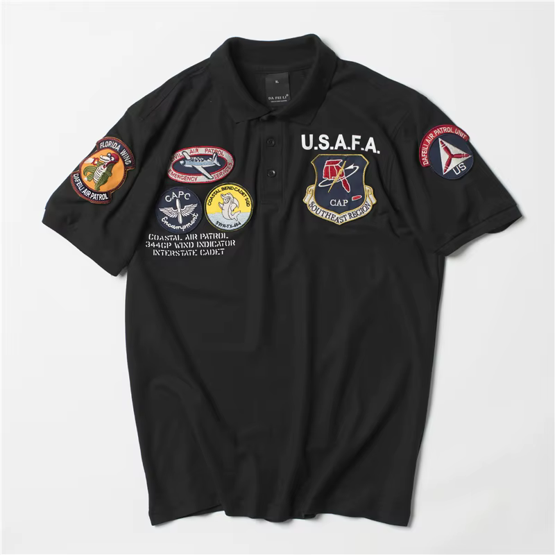 2025 vintage USAFA top gun polo hommes vêtements marques été à manches courtes militaire air force un top gun armée USN MA1 USMC