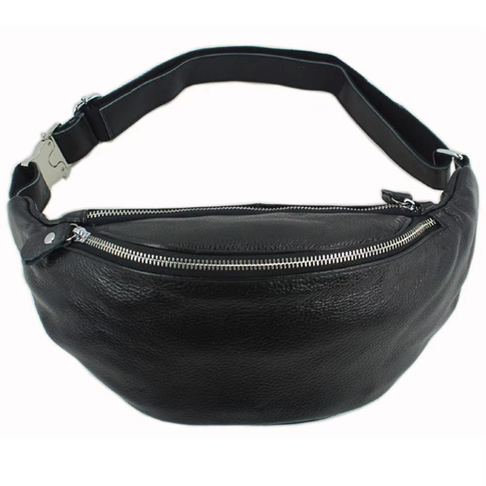 Sac banane en cuir véritable pour homme
