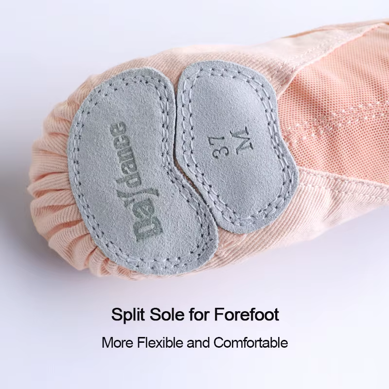 Chaussures de ballet pour femmes et filles, chaussures de danse, académie de danse, trois l'offre elles fendues souples, tissu commandé, pantoufles en maille d'épissure de phtalate