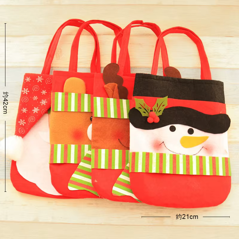 Sac à bonbons pour bouteille de vin, 1 pièce, cadeau de joyeux noël, bonhomme de neige, décoration portable, sacs cadeaux de noël
