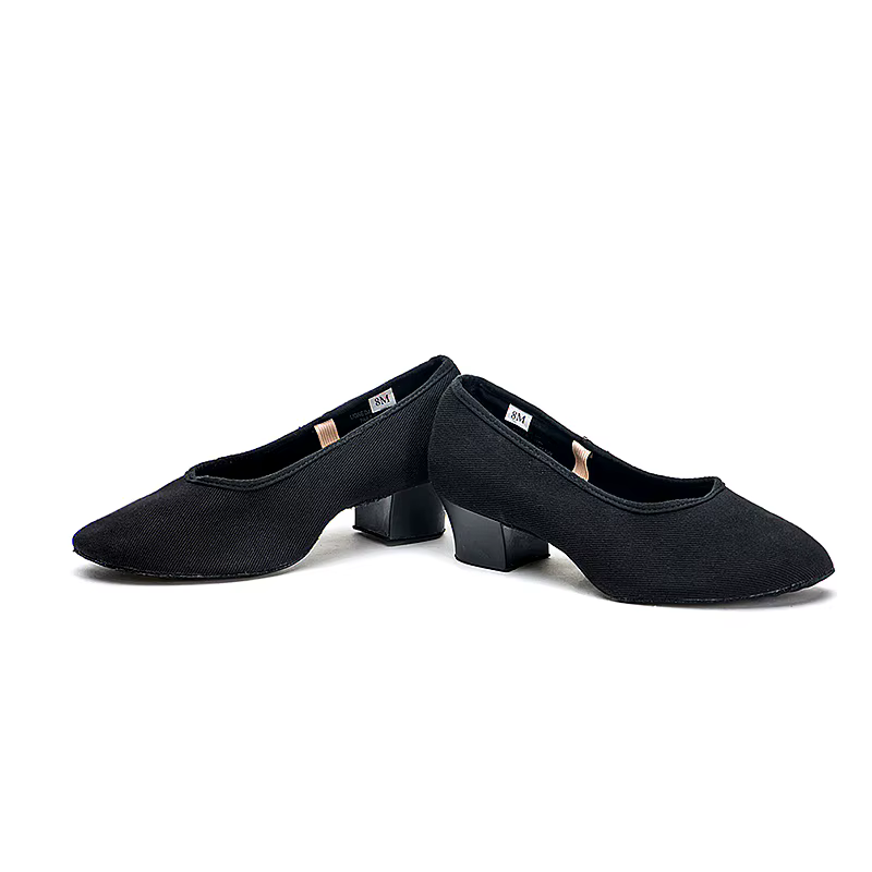 Sansha-Chaussures d'Enseignant en Toile et Daim pour Femme et Fille, Talon Bas, Semelle Extérieure en Cuir Complet, CL35C