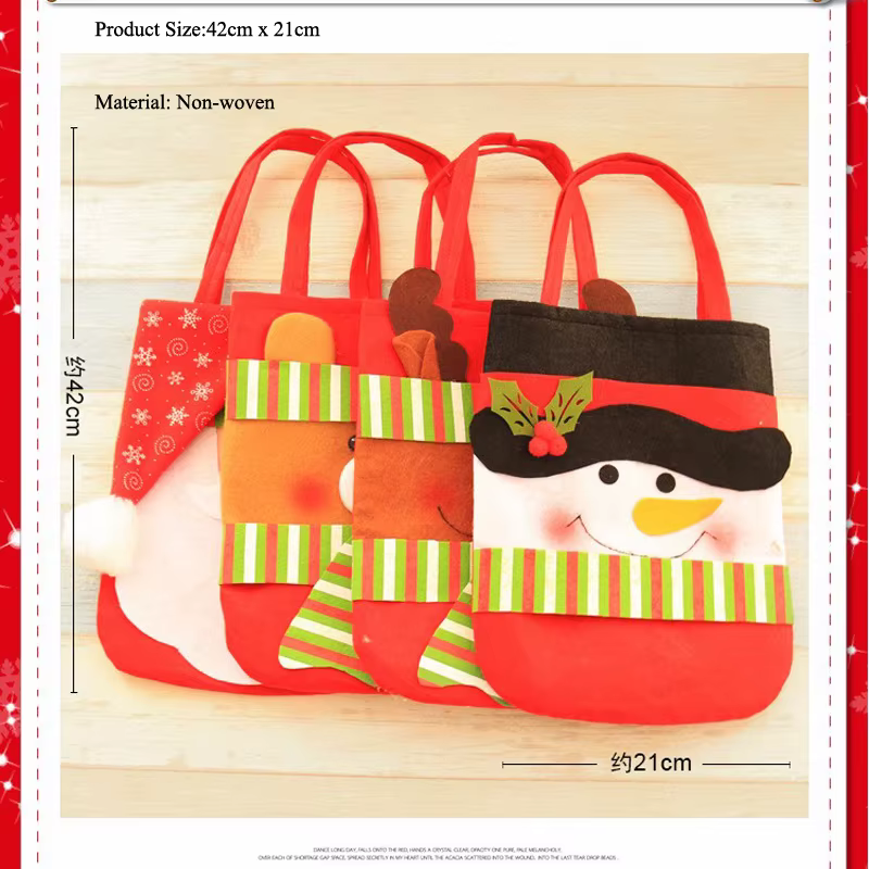 Sac à bonbons pour bouteille de vin, 1 pièce, cadeau de joyeux noël, bonhomme de neige, décoration portable, sacs cadeaux de noël