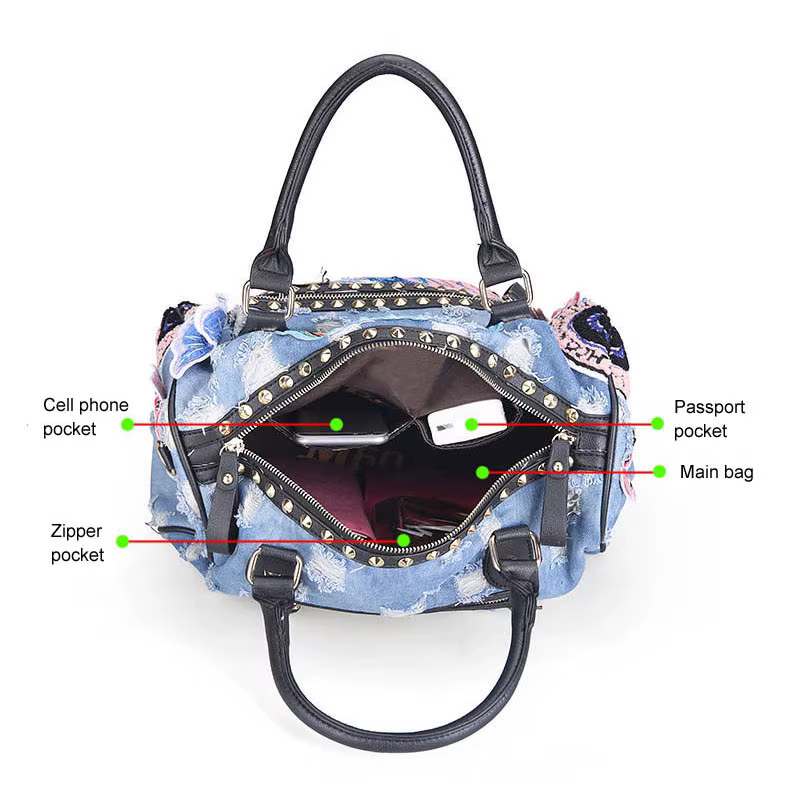 IPinee-Sac à main en denim pour femme