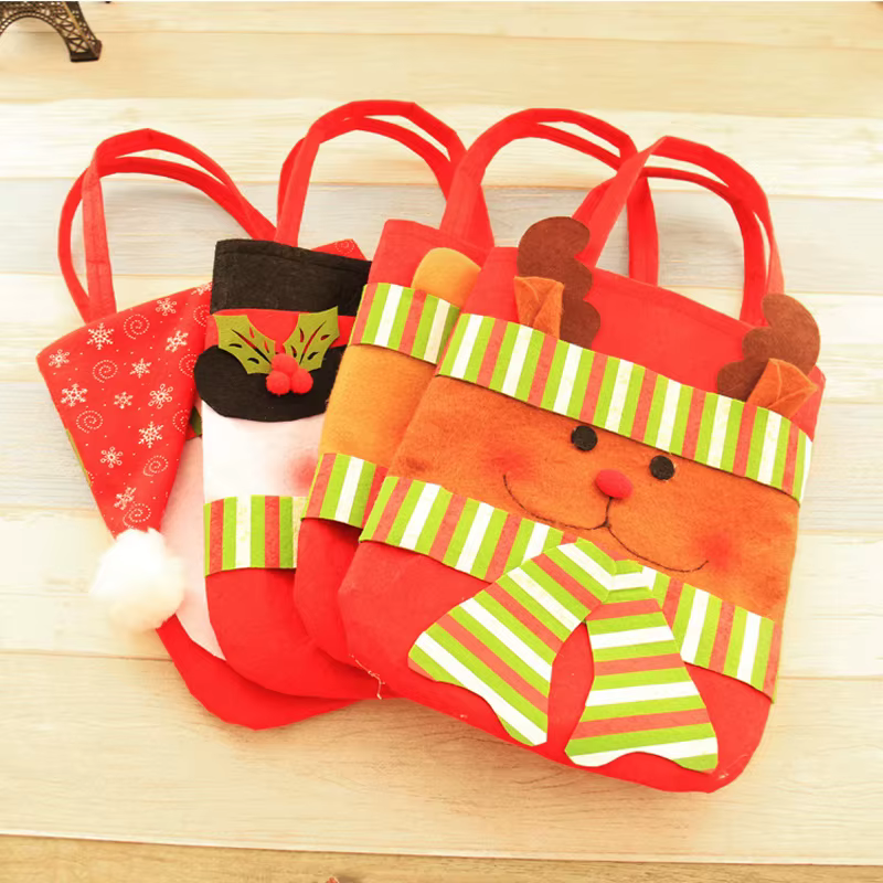 Sac à bonbons pour bouteille de vin, 1 pièce, cadeau de joyeux noël, bonhomme de neige, décoration portable, sacs cadeaux de noël