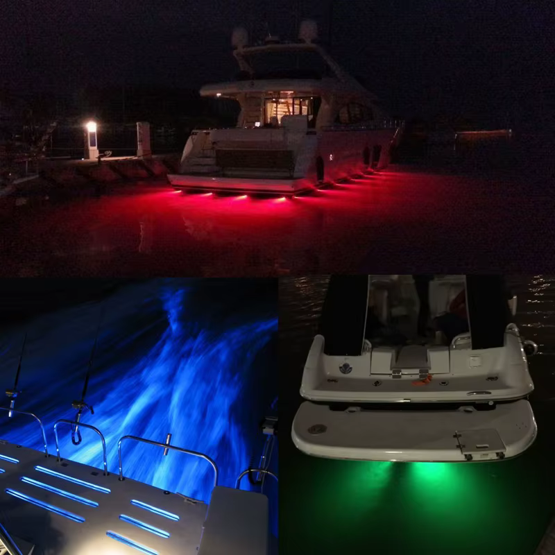 Lampe sous-Marine avec connecteur, 27W, étanche IP68, couleur rvb, pour bateau, Yacht, pêche, 1800lm