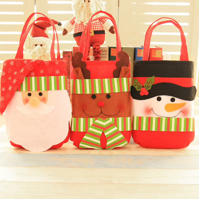 Sac à bonbons pour bouteille de vin, 1 pièce, cadeau de joyeux noël, bonhomme de neige, décoration portable, sacs cadeaux de noël
