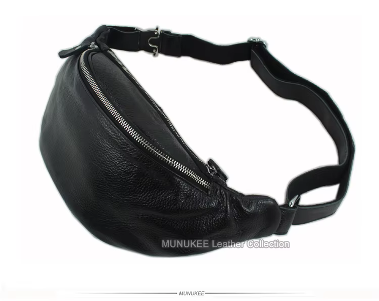 Sac banane en cuir véritable pour homme