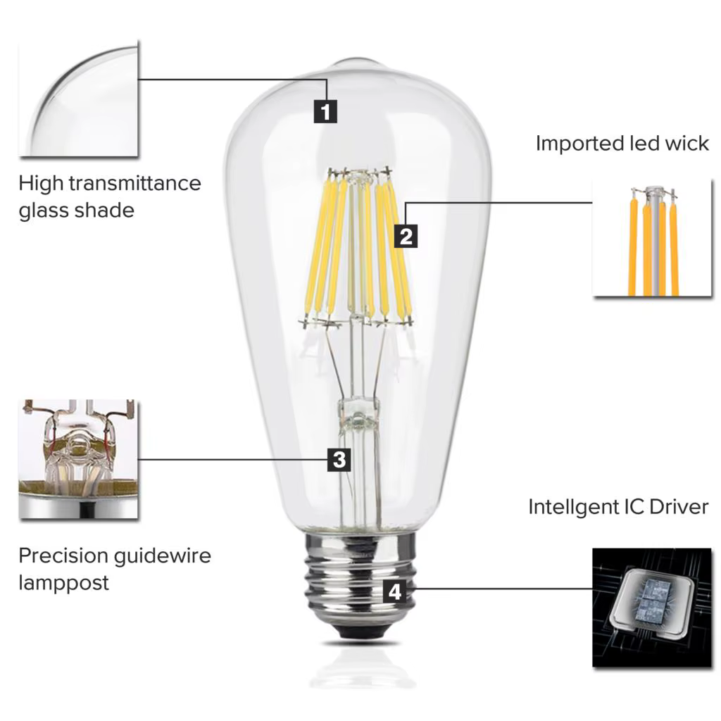 Ampoule LED Edison E14 E27 220V 2W 4W 6W 8W, lampe rétro, bougie à Filament, lustre, pendentif Vintage, décoration de la maison