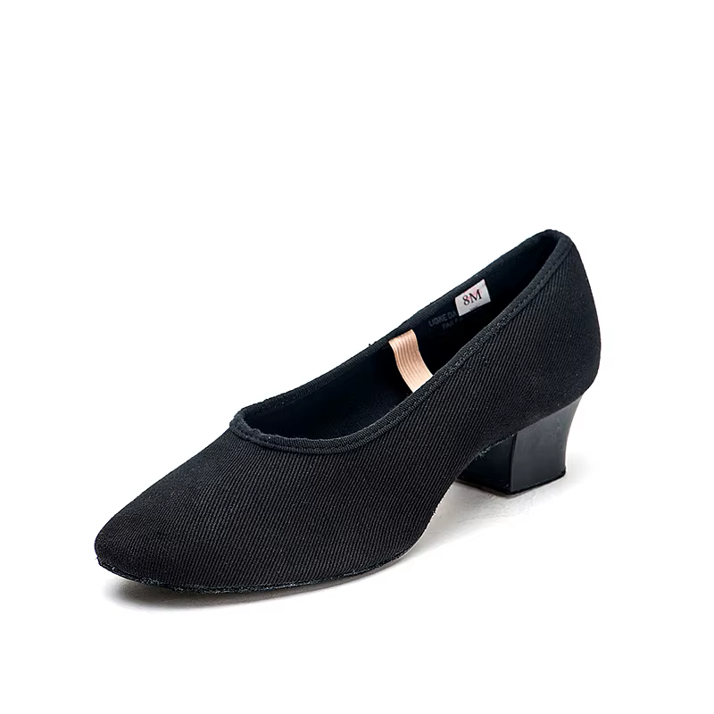 Sansha-Chaussures d'Enseignant en Toile et Daim pour Femme et Fille, Talon Bas, Semelle Extérieure en Cuir Complet, CL35C
