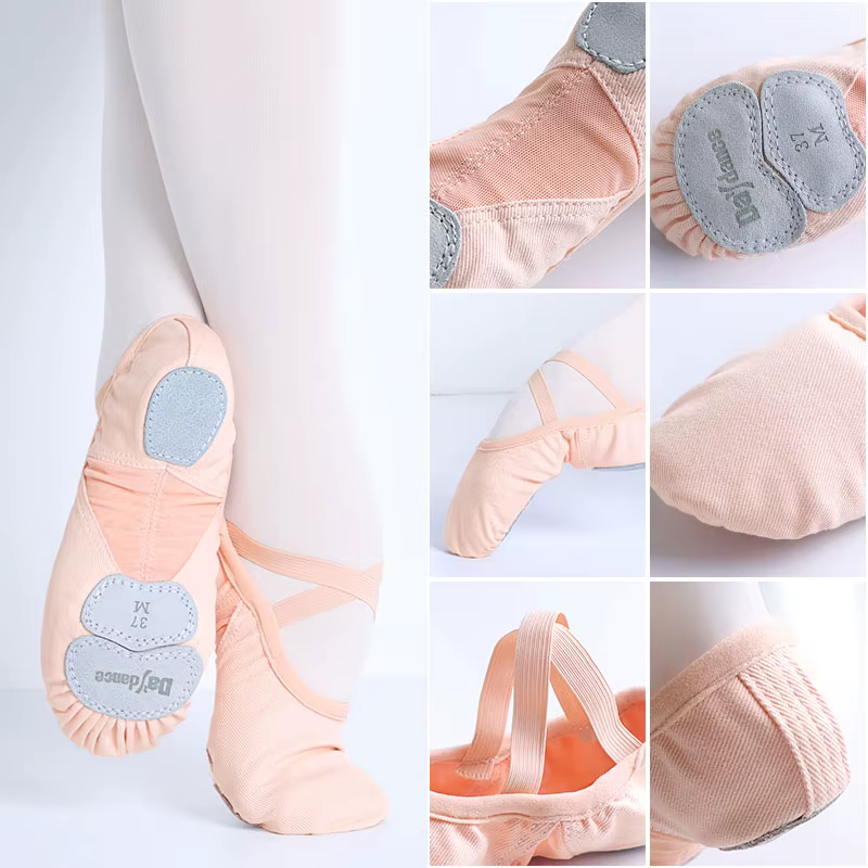 Chaussures de ballet pour femmes et filles, chaussures de danse, académie de danse, trois l'offre elles fendues souples, tissu commandé, pantoufles en maille d'épissure de phtalate