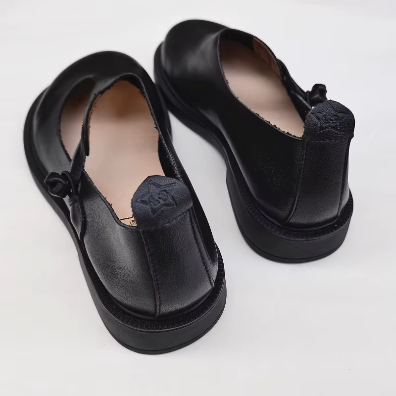 Careaymade-Chaussures en cuir véritable à tête ronde pour femmes, chaussures simples originales respirantes faites à la main, grandes chaussures rétro nationales