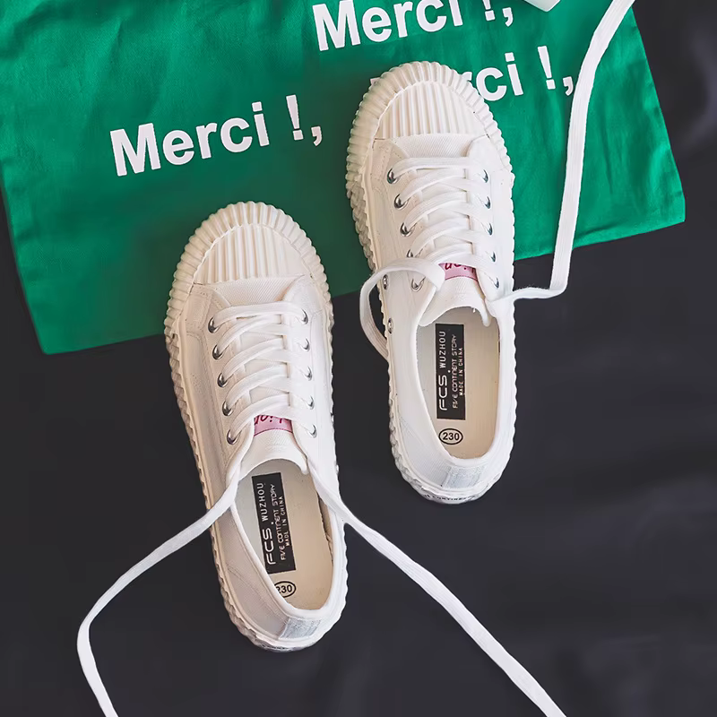 Chaussures en toile à talon plat pour femmes, chaussures blanches, baskets coréennes Ulzzang Cookies, chaussures canisées pour filles, décontracté, 35-40, rose, 2022