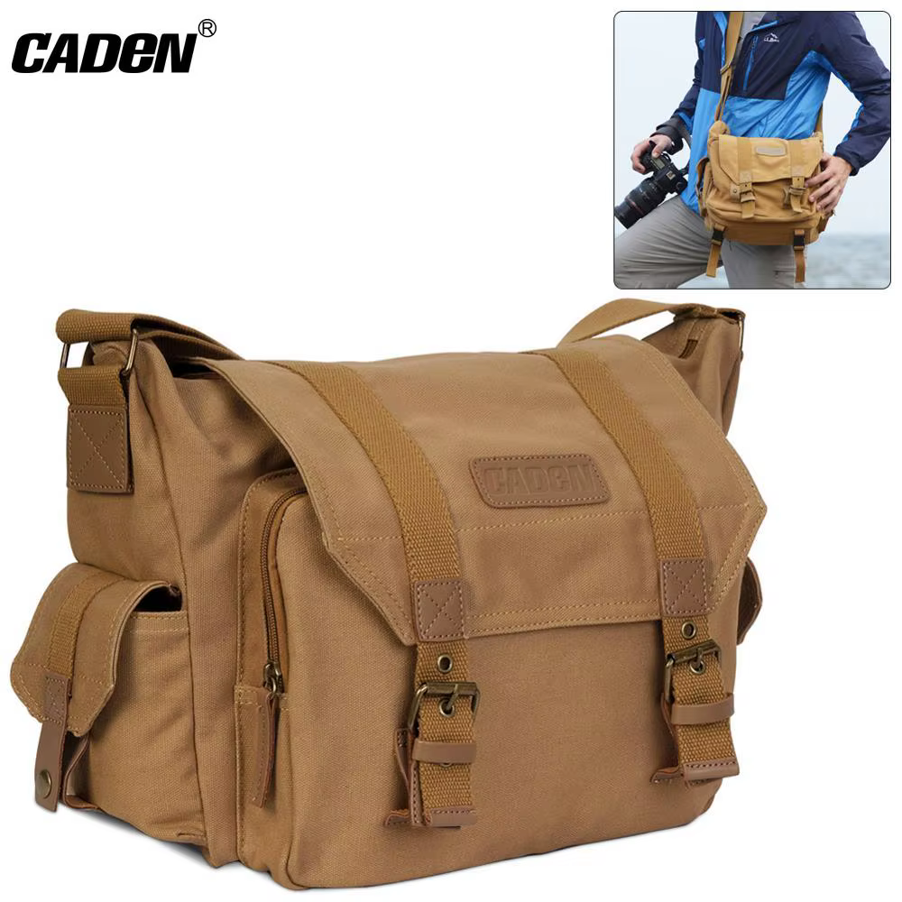 CADeN DSLR appareil photo sacs à bandoulière grande capacité toile sac à bandoulière pour Nikon Canon Sony câble d'objectif trépied organisateur de voyage en plein air