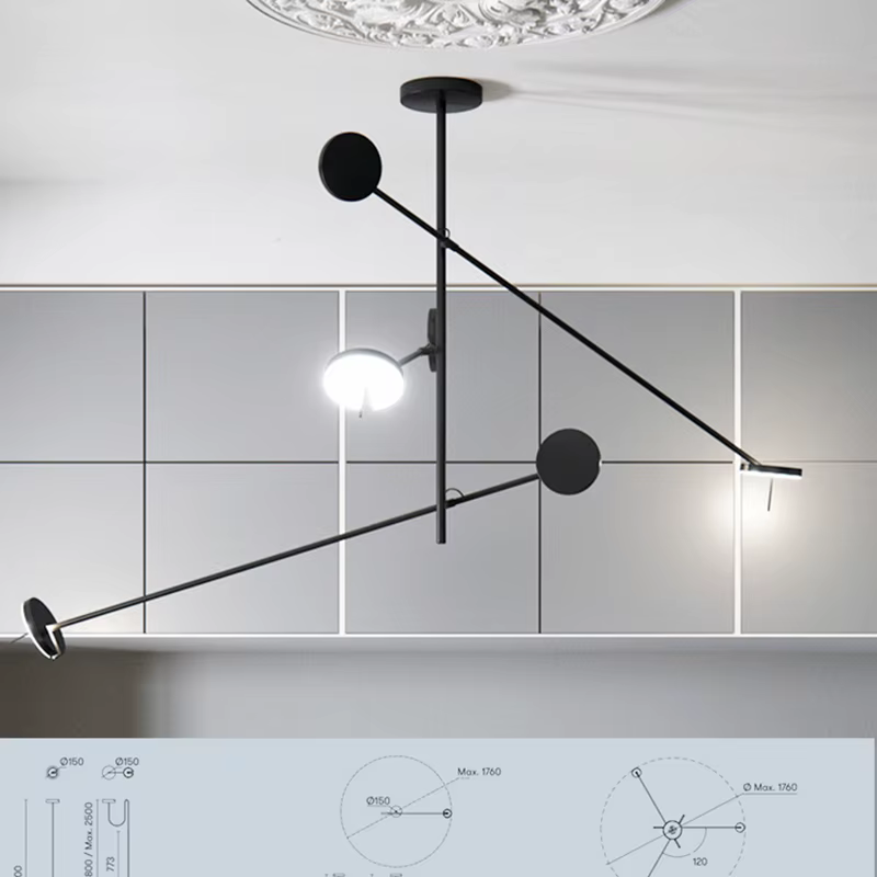 Lustre à bras long rotatif à LED réglable, lampe de face créative, chambre à coucher, salle à manger, salon, designer minimaliste