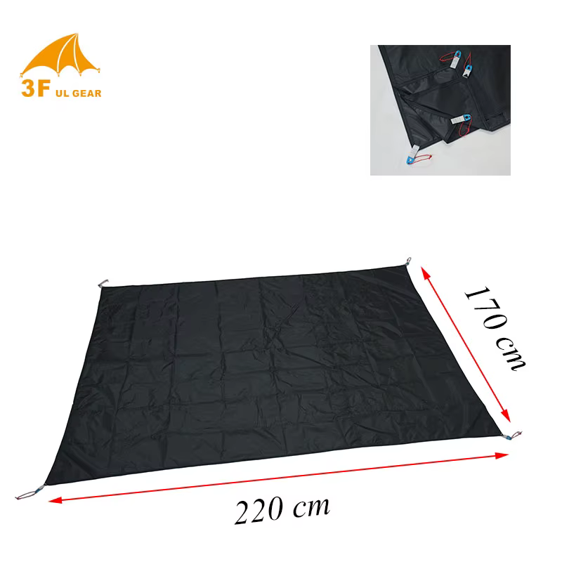 Version améliorée 220 grammes 3F UL Gear 15D Silnylon 220x170 cm Qiongkong Tapis de sol pour tente 3 personnes
