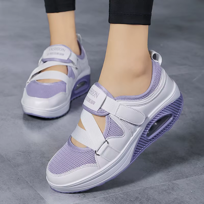Chaussures de Tennis respirantes pour femmes, baskets à coussin d'air avec boucle à crochet, semelle antidérapante, pour augmenter la hauteur, pour la marche en plein Air, la gymnastique