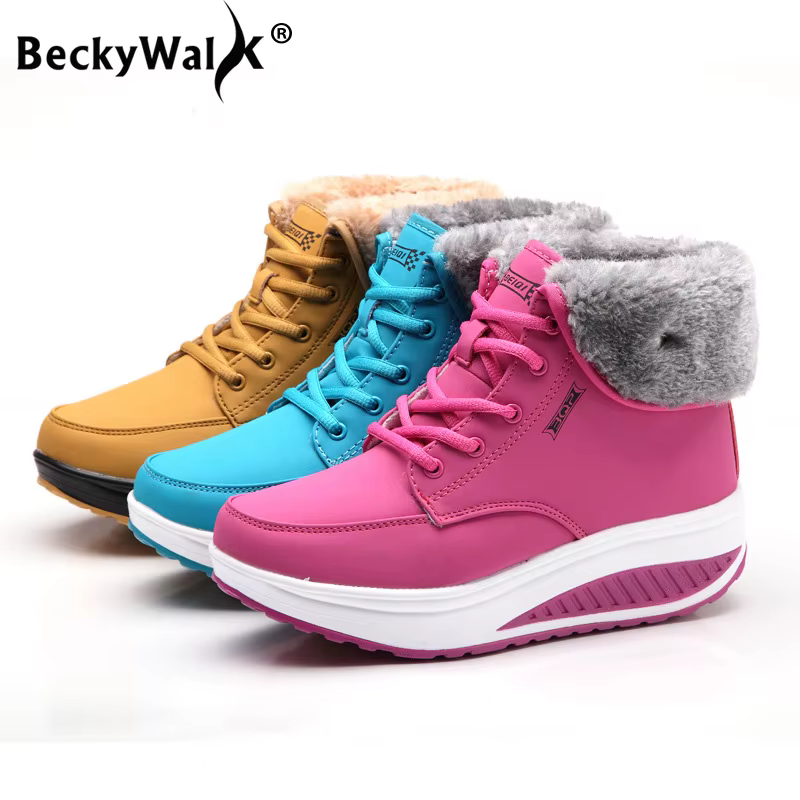 2025 chaussures femme hiver chaud plate-forme femmes bottes de neige en peluche femme espadrilles décontractées à lacets bottines femmes chaussures WSH3418