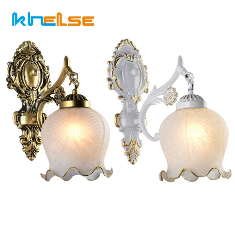 Européen LED Rétro Applique Vintage Verre E27 Antique Chambre Chevet Appliques Salon Escalier Décor À La Maison