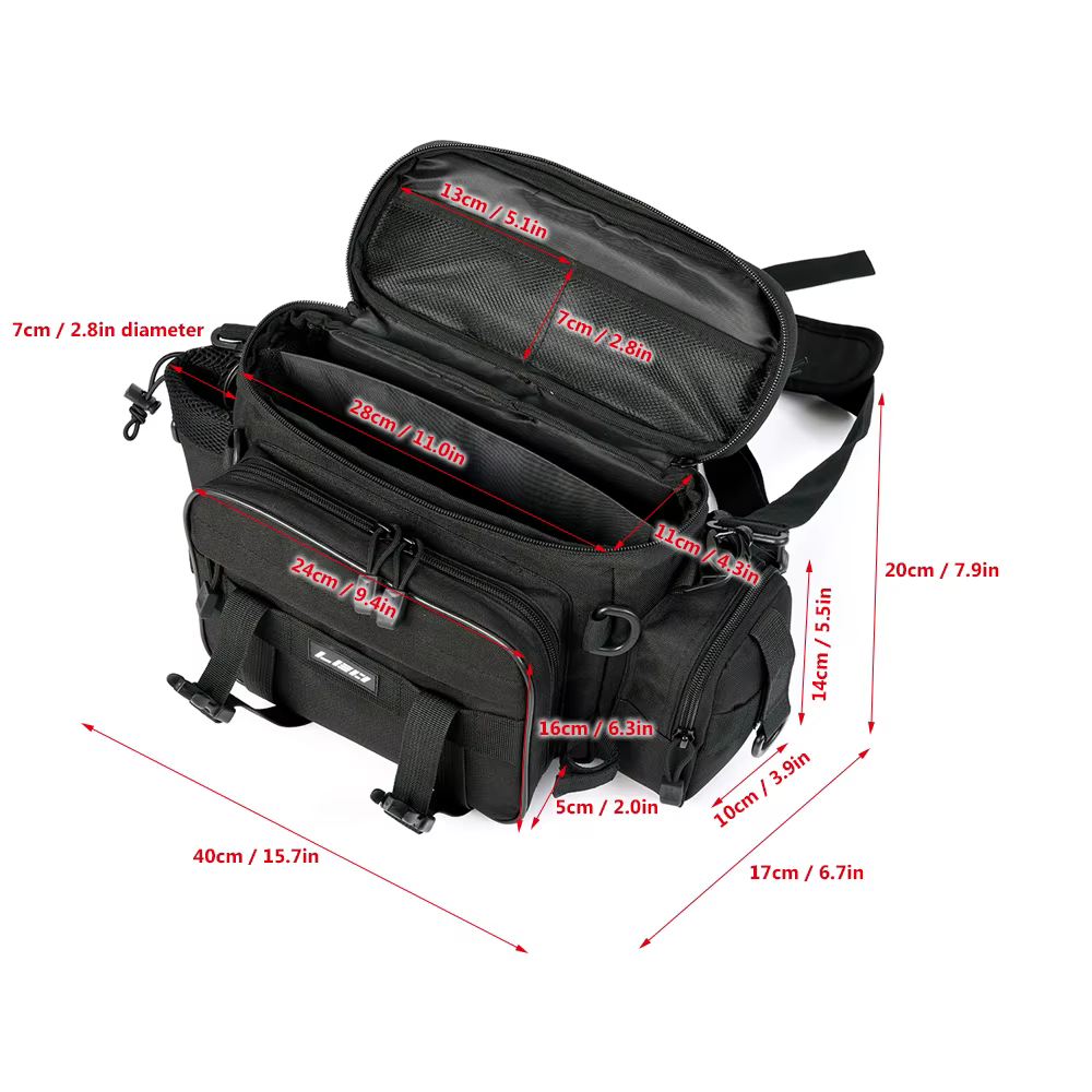 LEO – sacs de pêche multifonctionnels, sac à bandoulière simple, sac à la taille, Pack de leurres de poisson, sac de rangement utilitaire