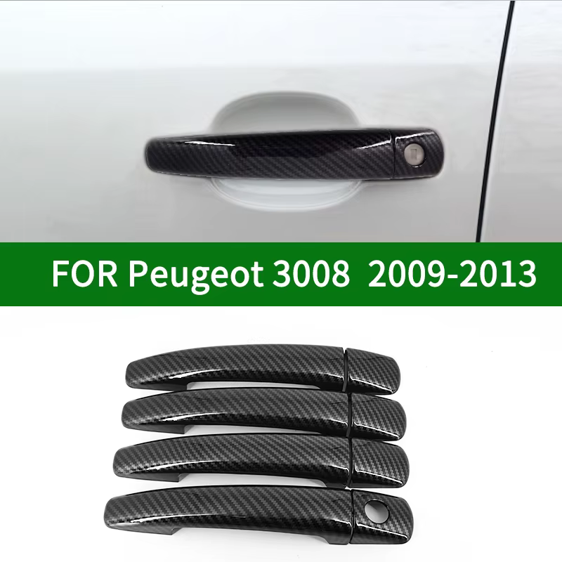 Pour Peugeot 3008 2009-2013 accessoire en fibre de carbone motif poignée de porte de voiture couvre garniture 2010 2011 2012
