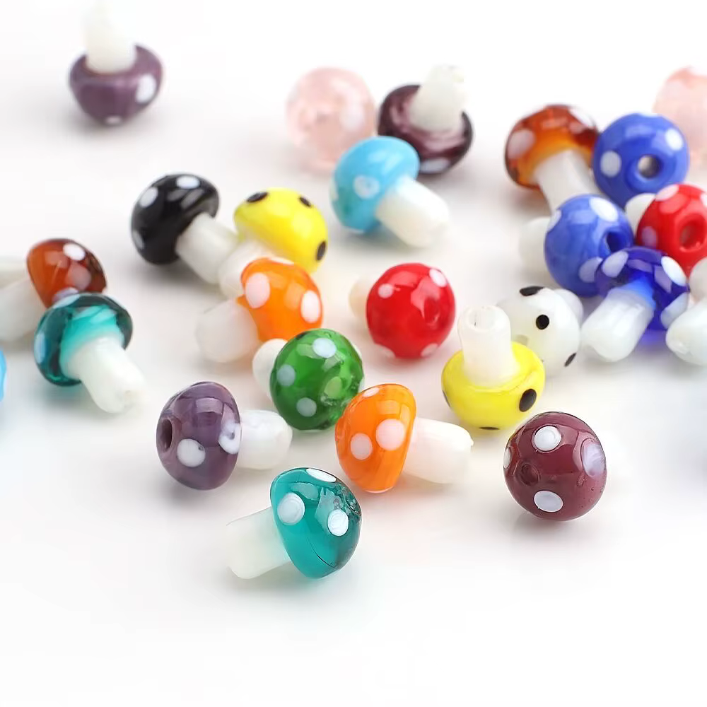 Perles en verre de lampe champignon rouge, en vrac, pour bricolage, artisanat, fabrication de bijoux, accessoires, boucles d'oreilles, 10x13mm, 12x17mm, vente en gros
