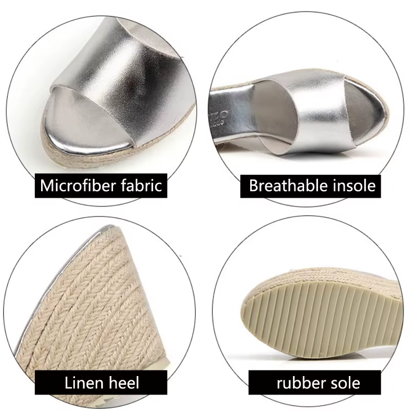 RYAMAG Chaussons, Espadrilles, Sabots, Sandales compensées à plateforme, Chaussures à talons, Escarpins et Tongs en lin pour femmes