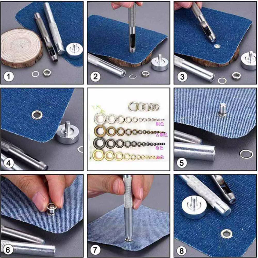 Oeillets ronds avec rondelle pour réparation artisanale du cuir, 4mm ~ 10mm, 18 couleurs, anneaux pour chaussures, sac, vêtements, ceinture en cuir, chapeau