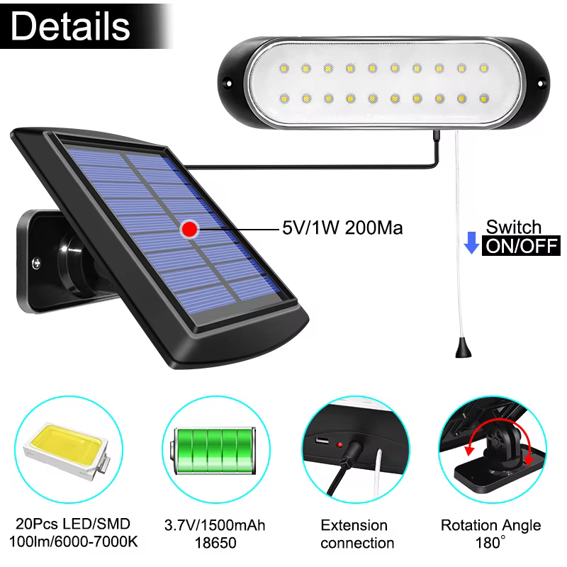Lampe solaire à 20 led