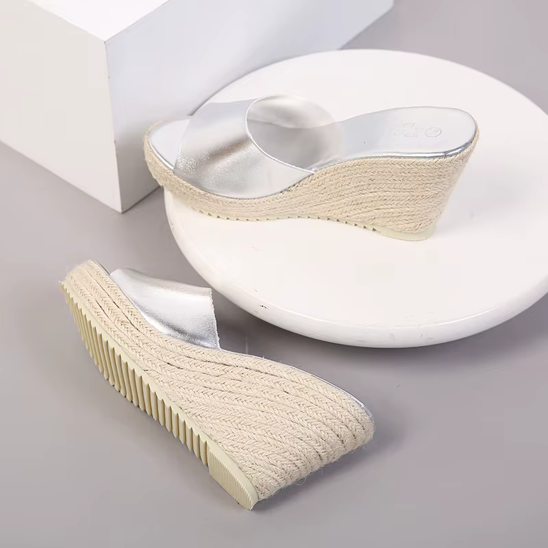 RYAMAG Chaussons, Espadrilles, Sabots, Sandales compensées à plateforme, Chaussures à talons, Escarpins et Tongs en lin pour femmes