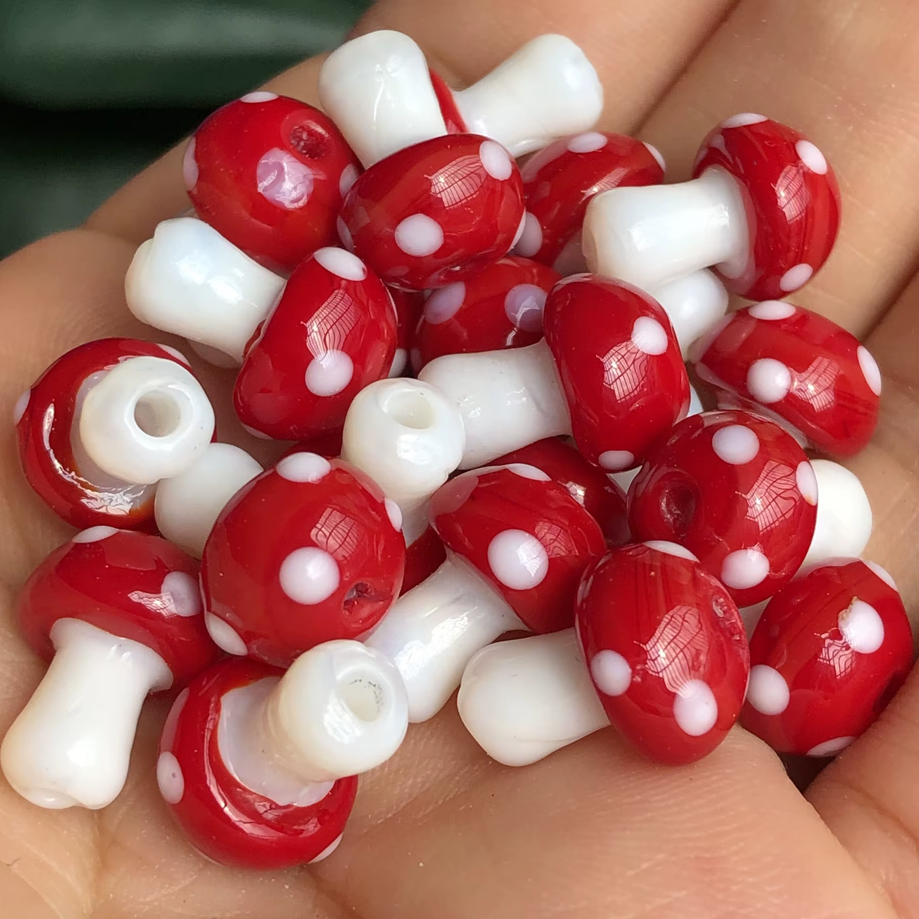 Perles en verre de lampe champignon rouge, en vrac, pour bricolage, artisanat, fabrication de bijoux, accessoires, boucles d'oreilles, 10x13mm, 12x17mm, vente en gros