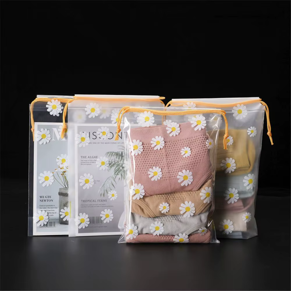 Sac de rangement en plastique PVC avec ficelle de proximité, sac de voyage portable, sac cosmétique transparent étanche 256, petit, AndrPattern