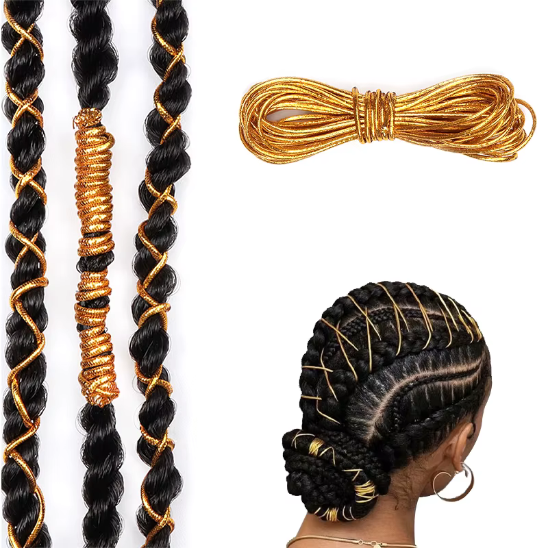 Tresses de cheveux tressées africaines, accessoires pour dreadlock, argent, or, décoration, style miroitant, extensible, élastique