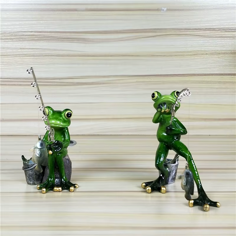Grenouille de pêche l'inventaire en résine