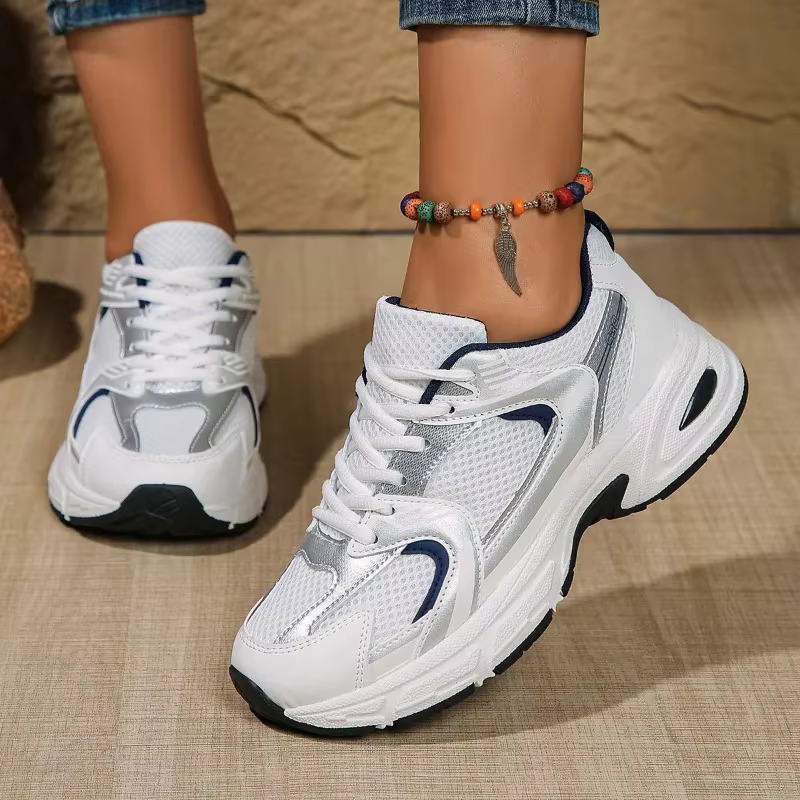 Chaussures de sport en maille respirante pour femmes, légères, confortables, à cravate basse, décontractées, à bout rond, pour la randonnée en plein air