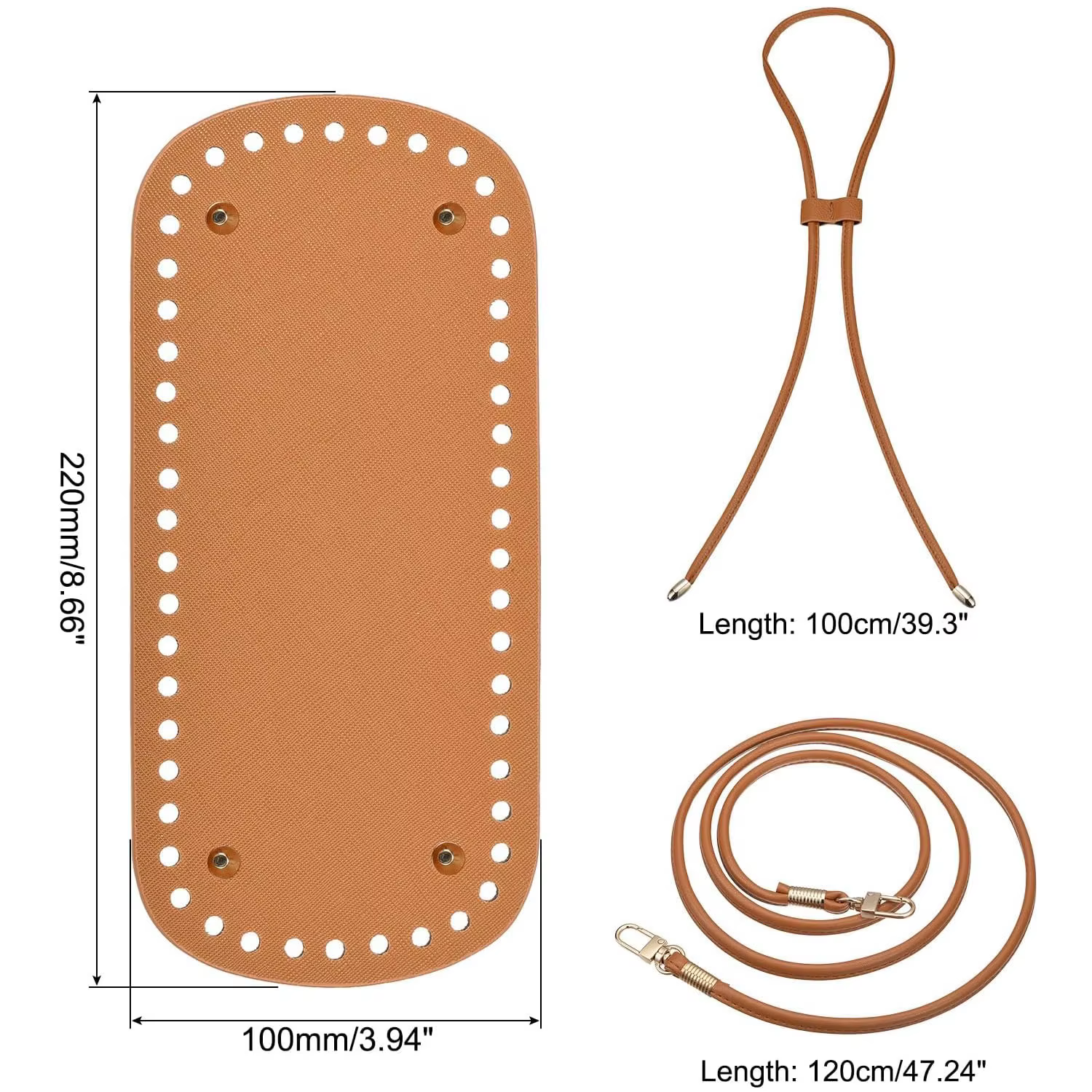 Nouveau kit de fabrication de sacs à main DIY 3 pièces avec base de sac seau en cuir PU à chaîne et bandoulière, accessoires pour sacs à main au crochet 