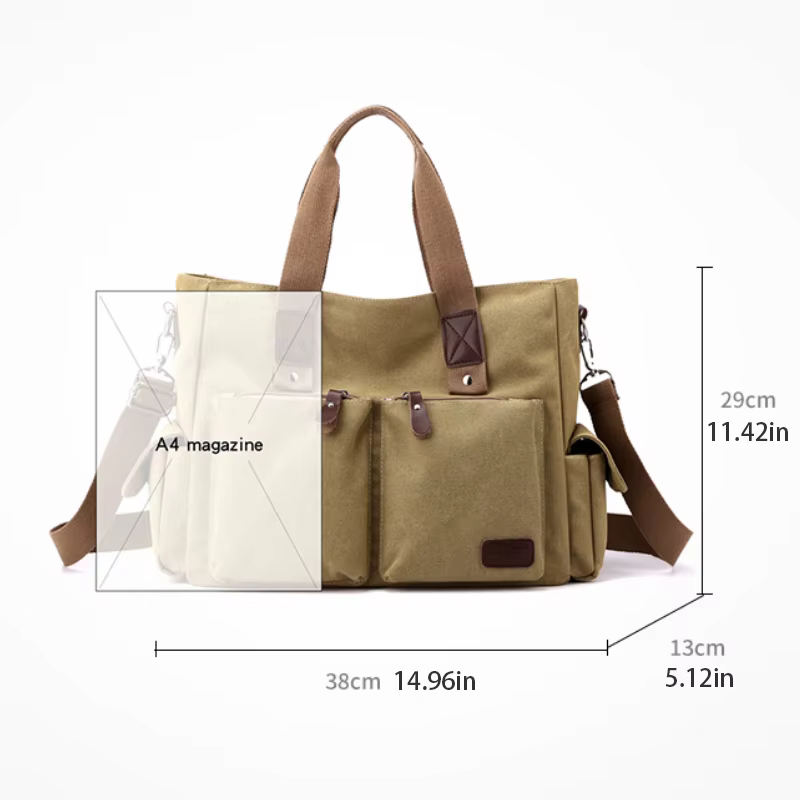 Sac bandoulière rétro en toile, sac à main pour les trajets quotidiens, sac à bandoulière, sac de travail, sac à main grande capacité
