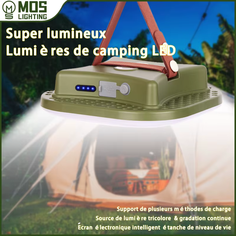 MOSLIGHTING Charge solair camping super lumière avec aimant ajuster la luminosité
