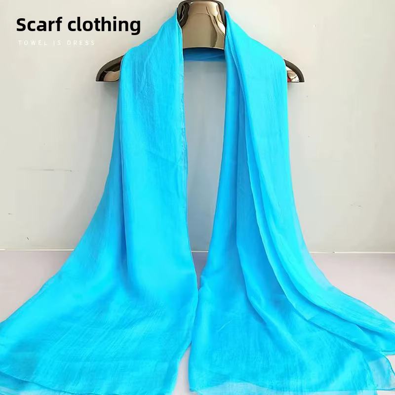 Foulard en soie rouge pour femmes, Style printemps-automne, châle à la mode, écharpe de danse en mousseline de soie, longue couleur Pure, nouvelle collection hiver