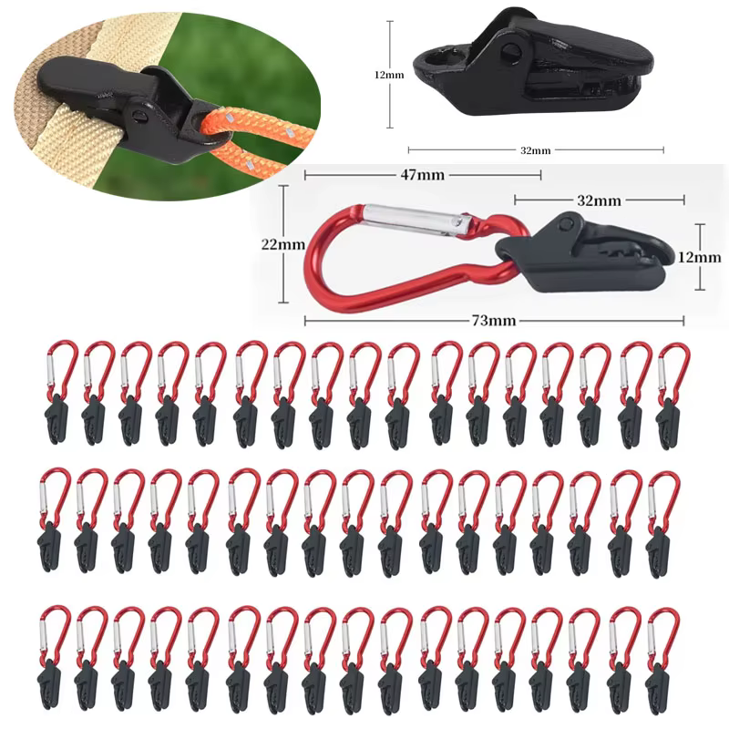 Clips robustes pour tentes de camping (10/20/50 pièces) : pinces crocodile anti-vent – crochets fixes pour bâches