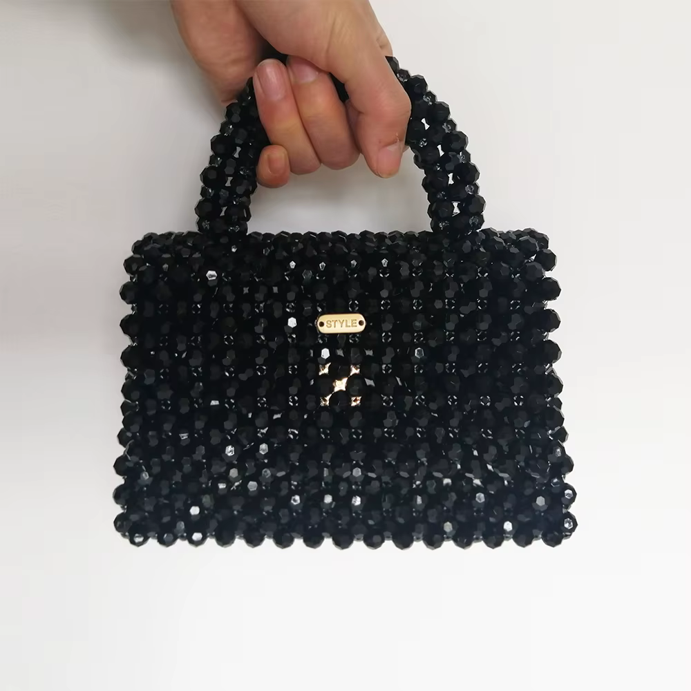 Sac à main perlé en cristal transparent pour femme