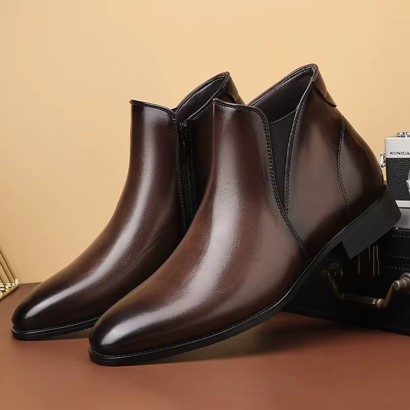 Bottes Chelsea pour hommes, bottes courtes de Style britannique, bottes montantes de luxe en cuir pour hommes d'affaires, bottes habillées Botas Hombre