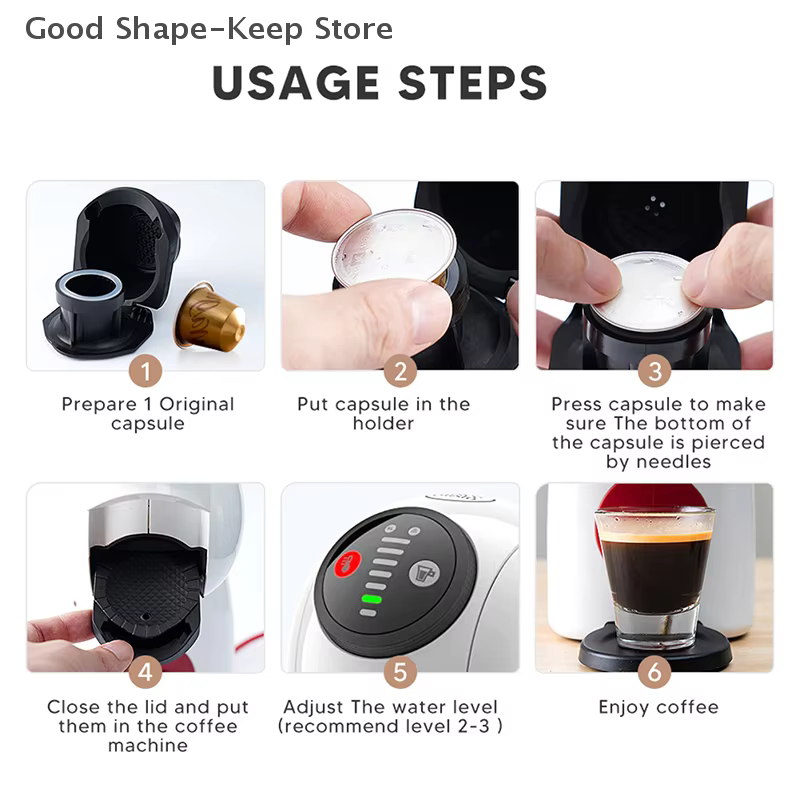 Adaptateur de capsules de café réutilisables pour broyeur de dosettes Dolce Gusto Genio S Crema
