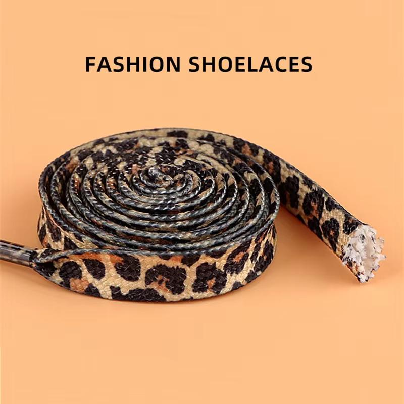 1 paire classique léopard Animal Patten impression lacet créatif unisexe baskets toile chaussure dentelle lacets plats chaussures cordes