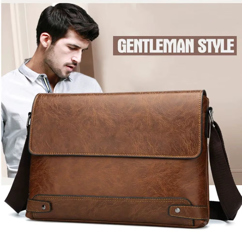 Porte-documents pour hommes en cuir PU fourre-tout Boston pour ordinateur portable épaule exécutif travail d'affaires messager bandoulière côté sac de créateur