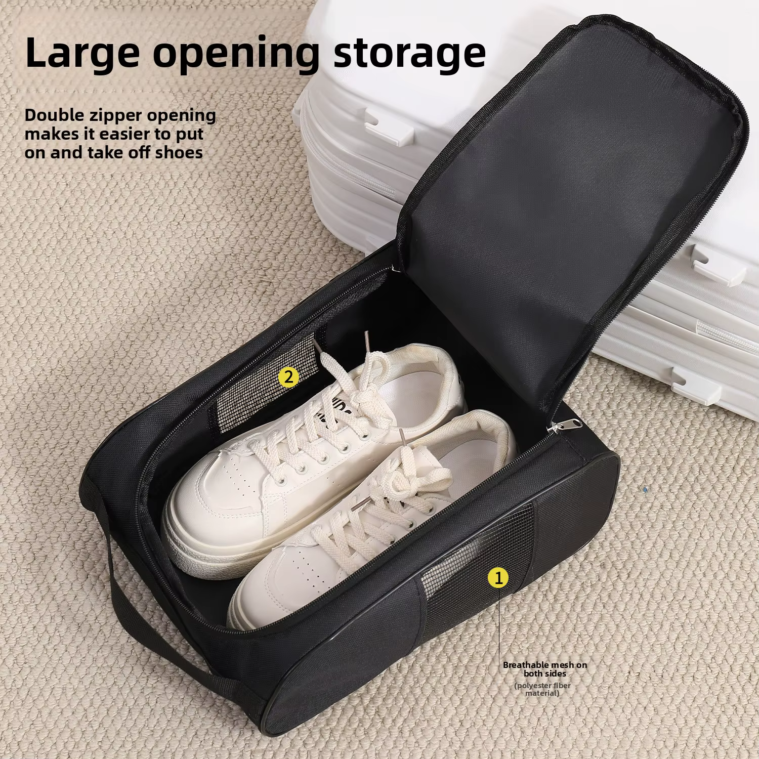 Sacs à chaussures pour le voyage, lot de 2 sacs de voyage pour chaussures, grand sac à chaussures de voyage imperméable et portable avec fermeture éclair