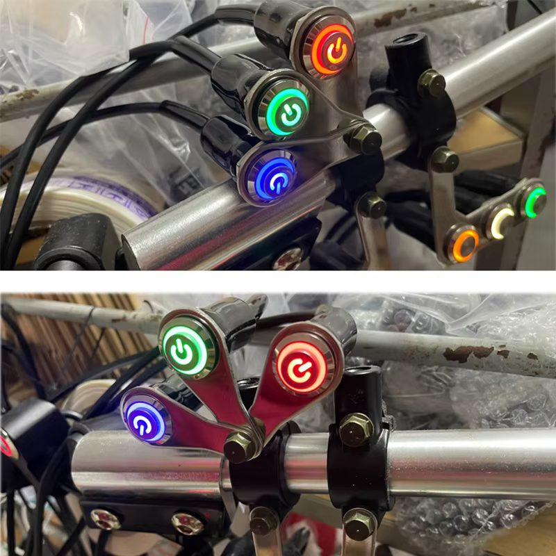 LED interrupteur marche + arrêt guidon montage en alliage d'aluminium étanche 12V antibrouillard lampes moto klaxon bouton poussoir interrupteur