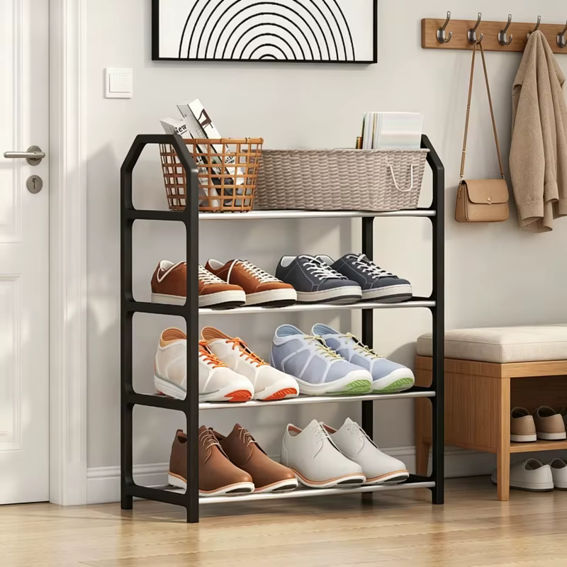 Étagère à chaussures créative simple à 4 niveaux - Armoire de rangement multifonctionnelle pour la maison/le dortoir