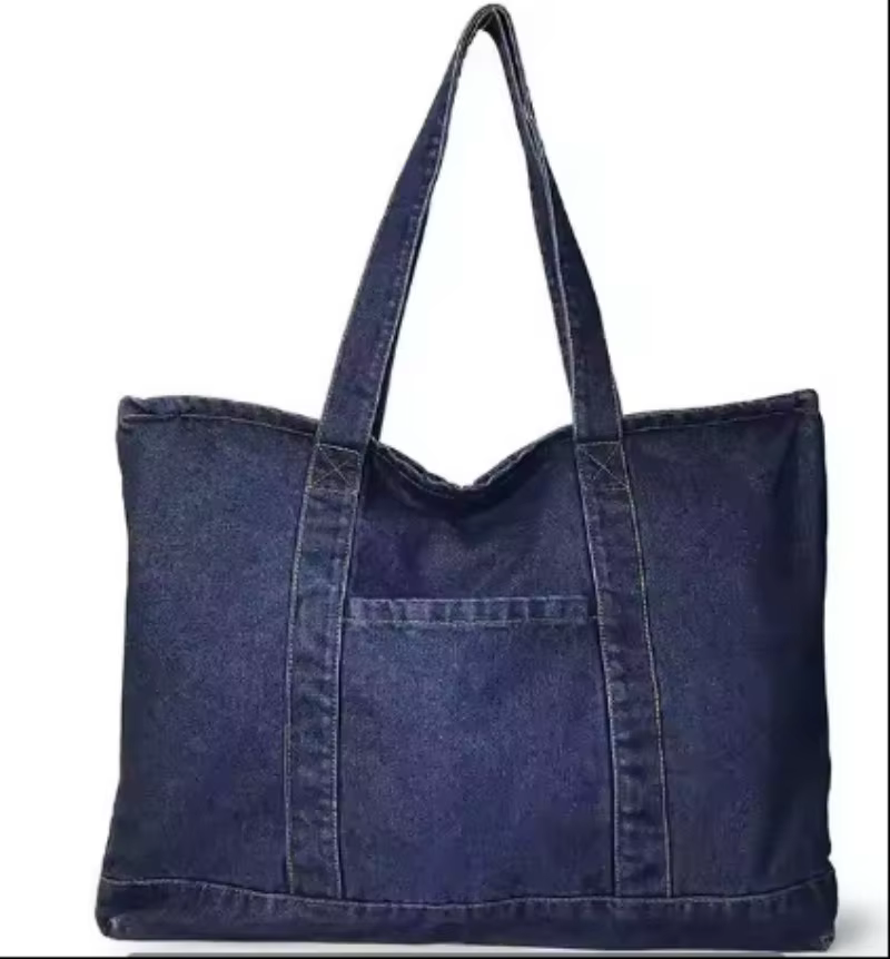 Sac à bandoulière grande capacité en jean pour femme