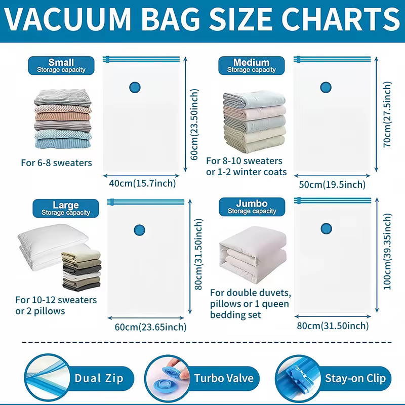 Sacs de rangement sous vide